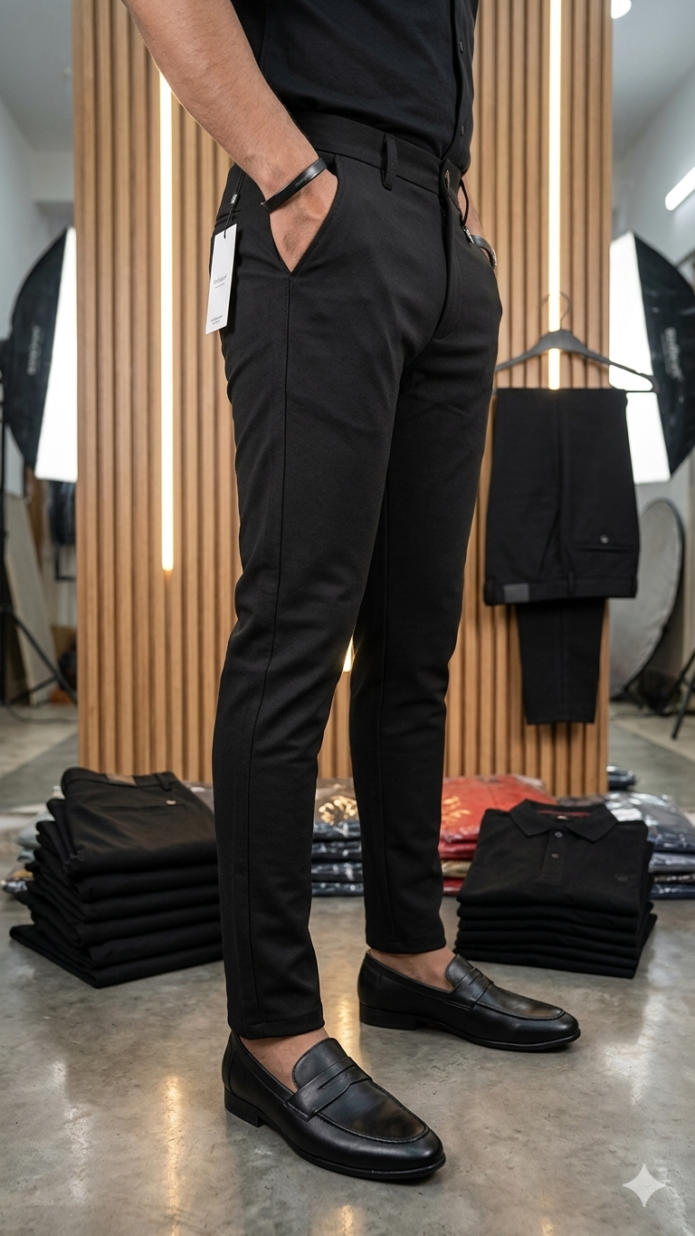 Premium Formal Casual Stig Pant (Black - MMBD-07)