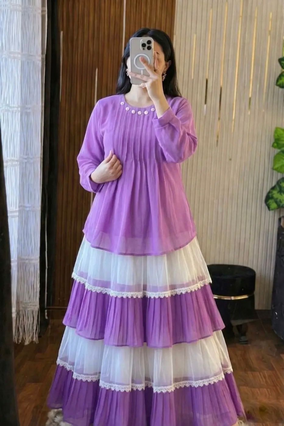 Trendy Ladies Tops and Skirt Set(29198)